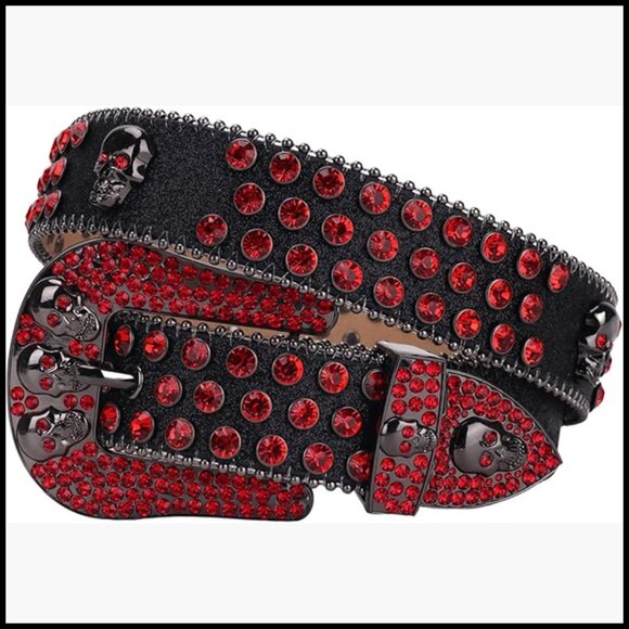 PU Leather Rhinestone Belt with Skull Buckle for Western Fashion main image 3